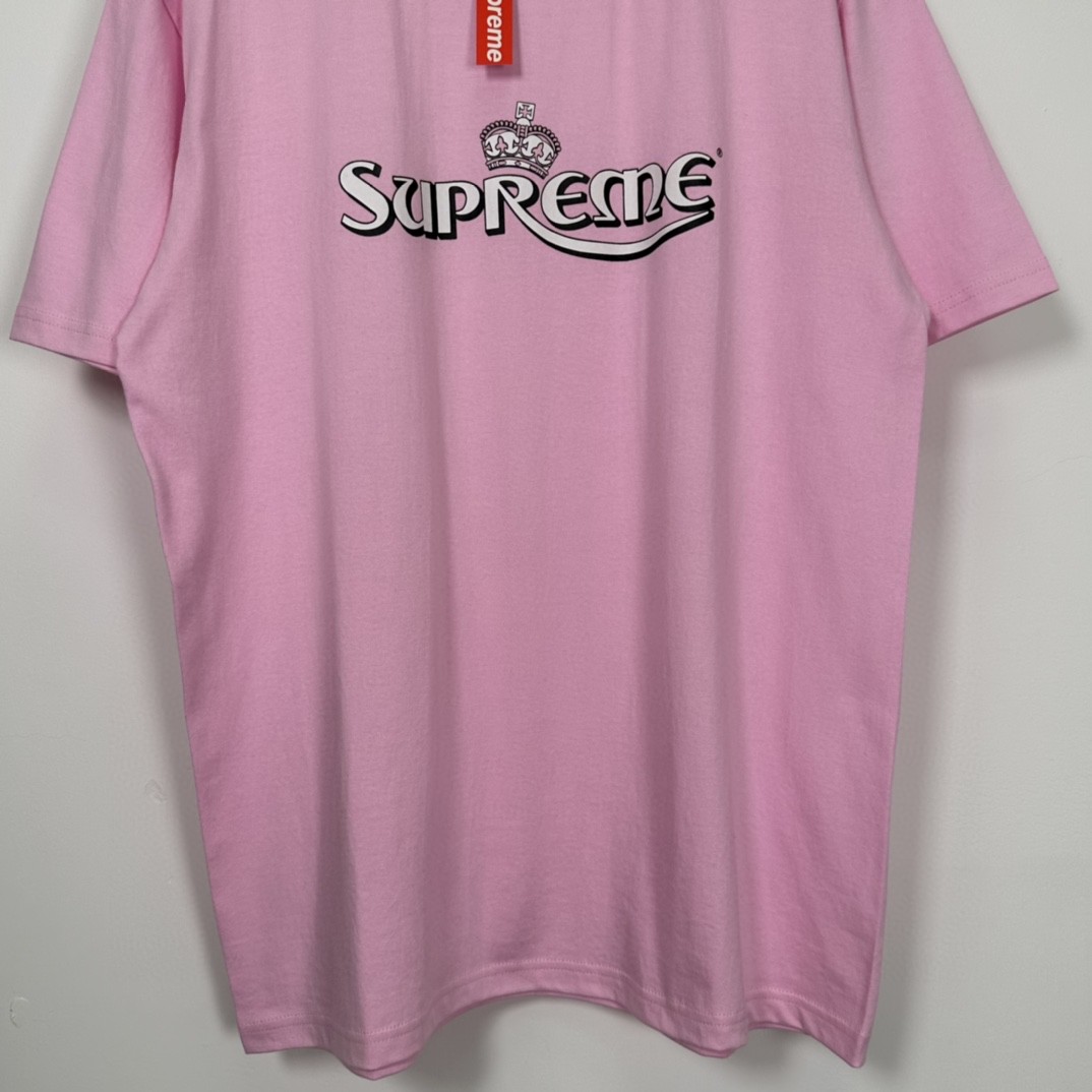Supreme SS23 WEEK18 CROWN TEE 字母印花 圆领 短袖 T 恤 男女同款 粉色 白色 黑色 SUP-SS23-281