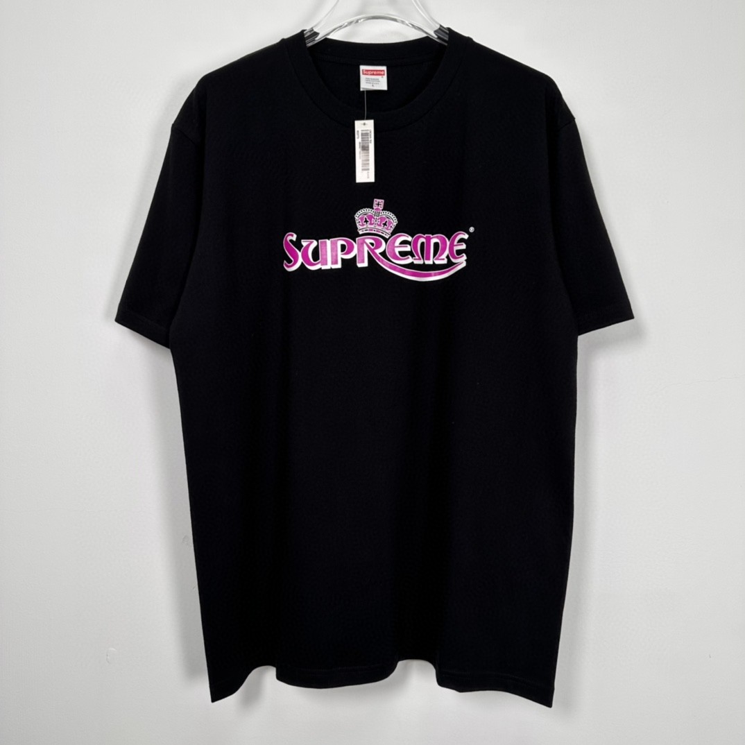 Supreme SS23 WEEK18 CROWN TEE 字母印花 圆领 短袖 T 恤 男女同款 粉色 白色 黑色 SUP-SS23-281