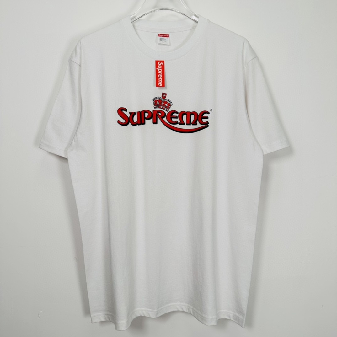 Supreme SS23 WEEK18 CROWN TEE 字母印花 圆领 短袖 T 恤 男女同款 粉色 白色 黑色 SUP-SS23-281