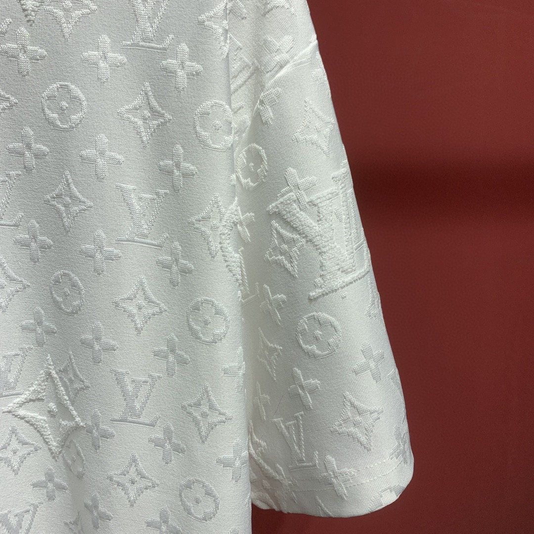 LOUIS VUITTON 路易威登 提花满印 T恤 短袖 白色 圆领 男女同款