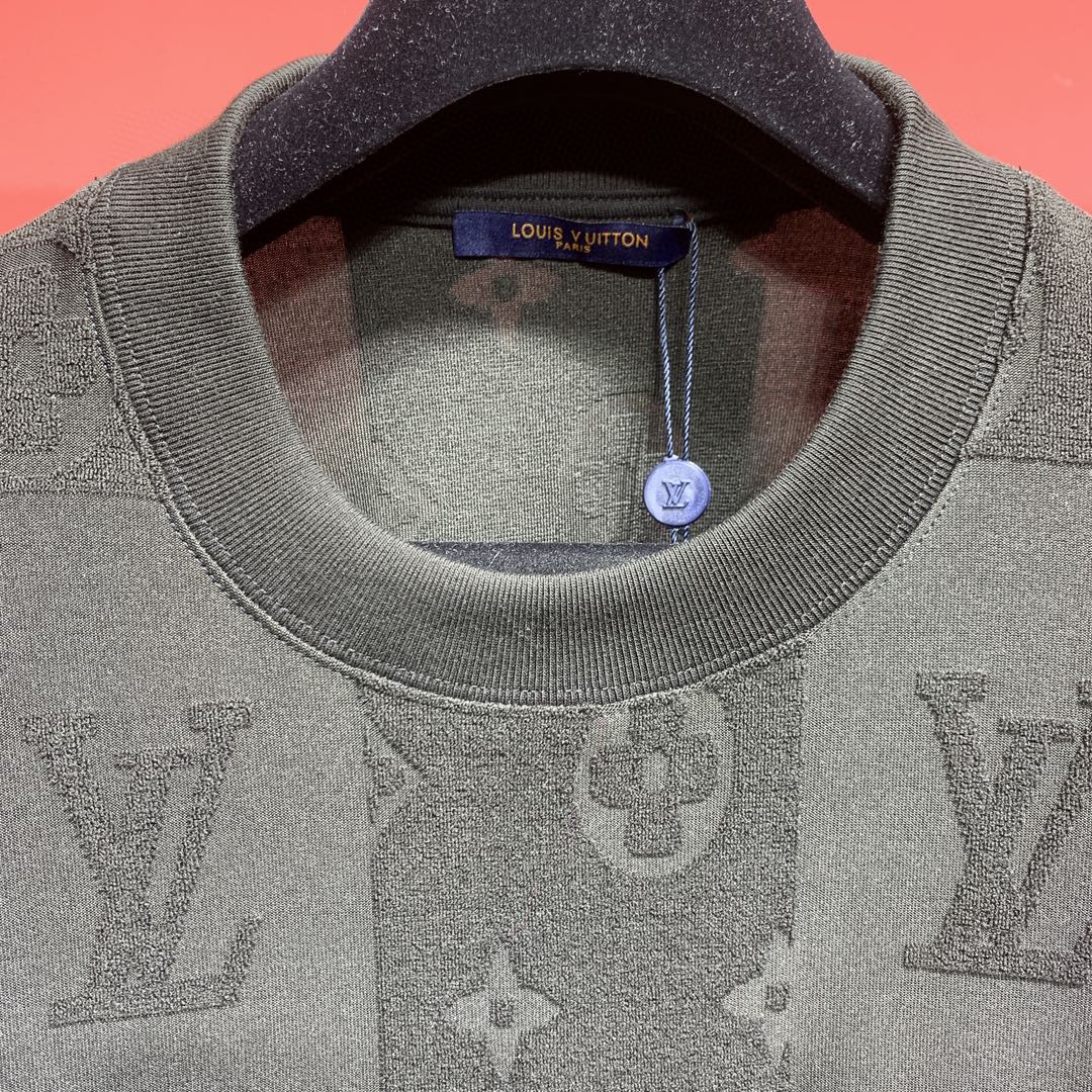 LOUIS VUITTON 路易威登 提花满印 T恤 短袖 黑色 圆领 男女同款