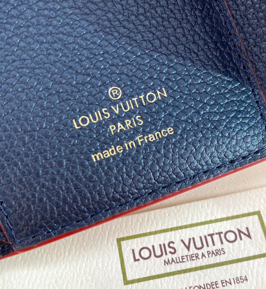 LOUIS VUITTON 路易威登 Victorine 经典老花压纹牛皮 钱夹 钱包 卡包 名片夹 女款 蓝色 M64577