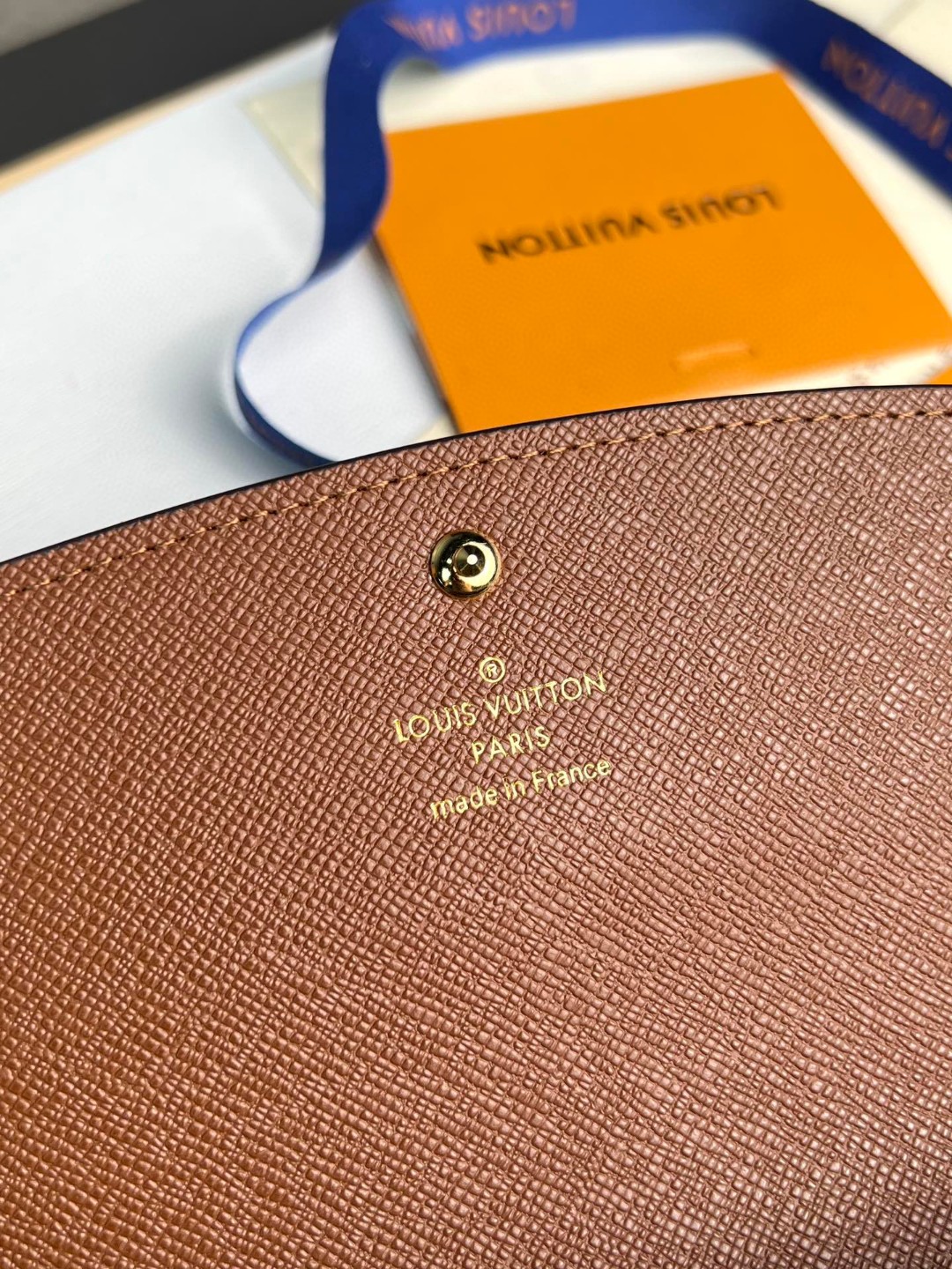 LOUIS VUITTON 路易威登 Sarah 手持长款老花帆布拼皮 钱夹 钱包 卡包 名片夹 女款 棕色