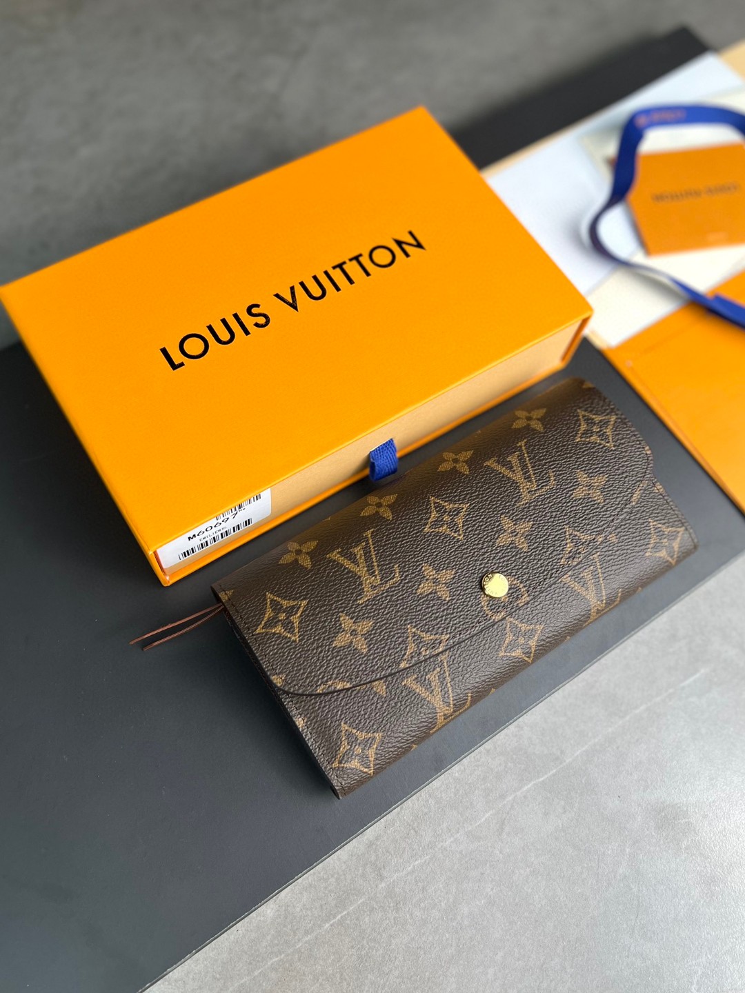 LOUIS VUITTON 路易威登 Sarah 手持长款老花帆布拼皮 钱夹 钱包 卡包 名片夹 女款 棕色