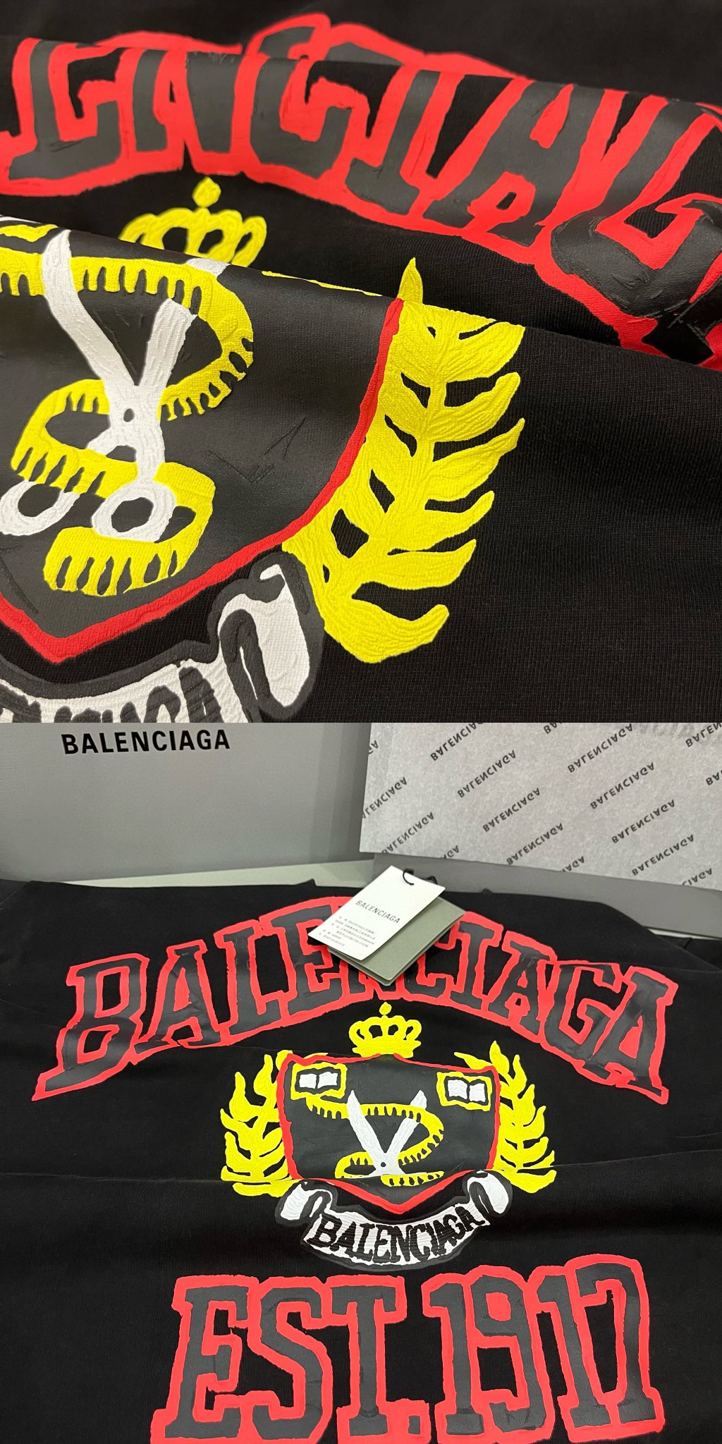 Balenciaga SS23 巴黎世家 logo字母印花图案 短袖 T恤 圆领 夏季 男女同款 黑色 739784TOVK11055