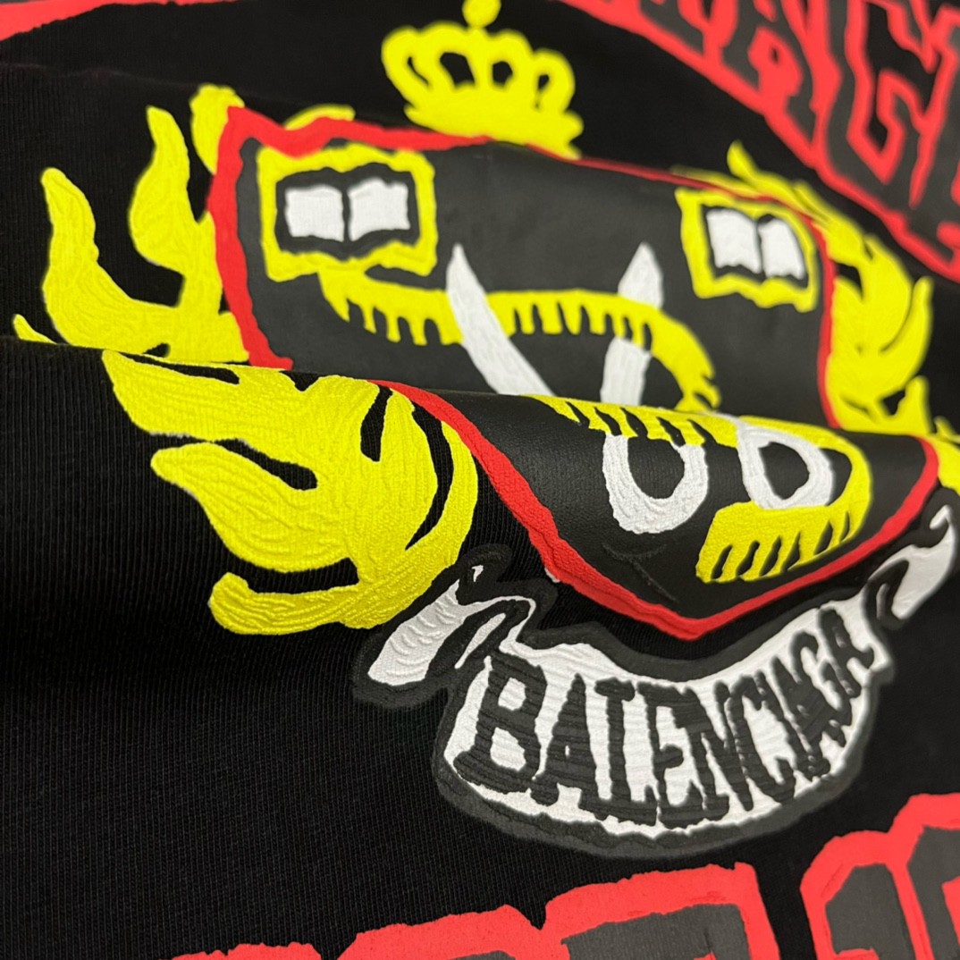 Balenciaga SS23 巴黎世家 logo字母印花图案 短袖 T恤 圆领 夏季 男女同款 黑色 739784TOVK11055
