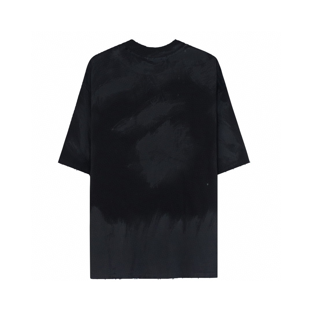 Balenciaga 巴黎世家 字母刺绣徽章 短袖 T恤 圆领 夏季 男女同款 黑色 739028TOVN21055