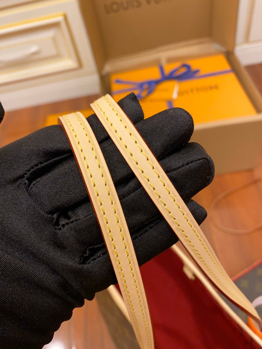 LOUIS VUITTON NEVERFULL MM 老花配色涂层帆布拼牛皮饰边 单肩包 手提包 托特包 女款 中号 棕色 M41177