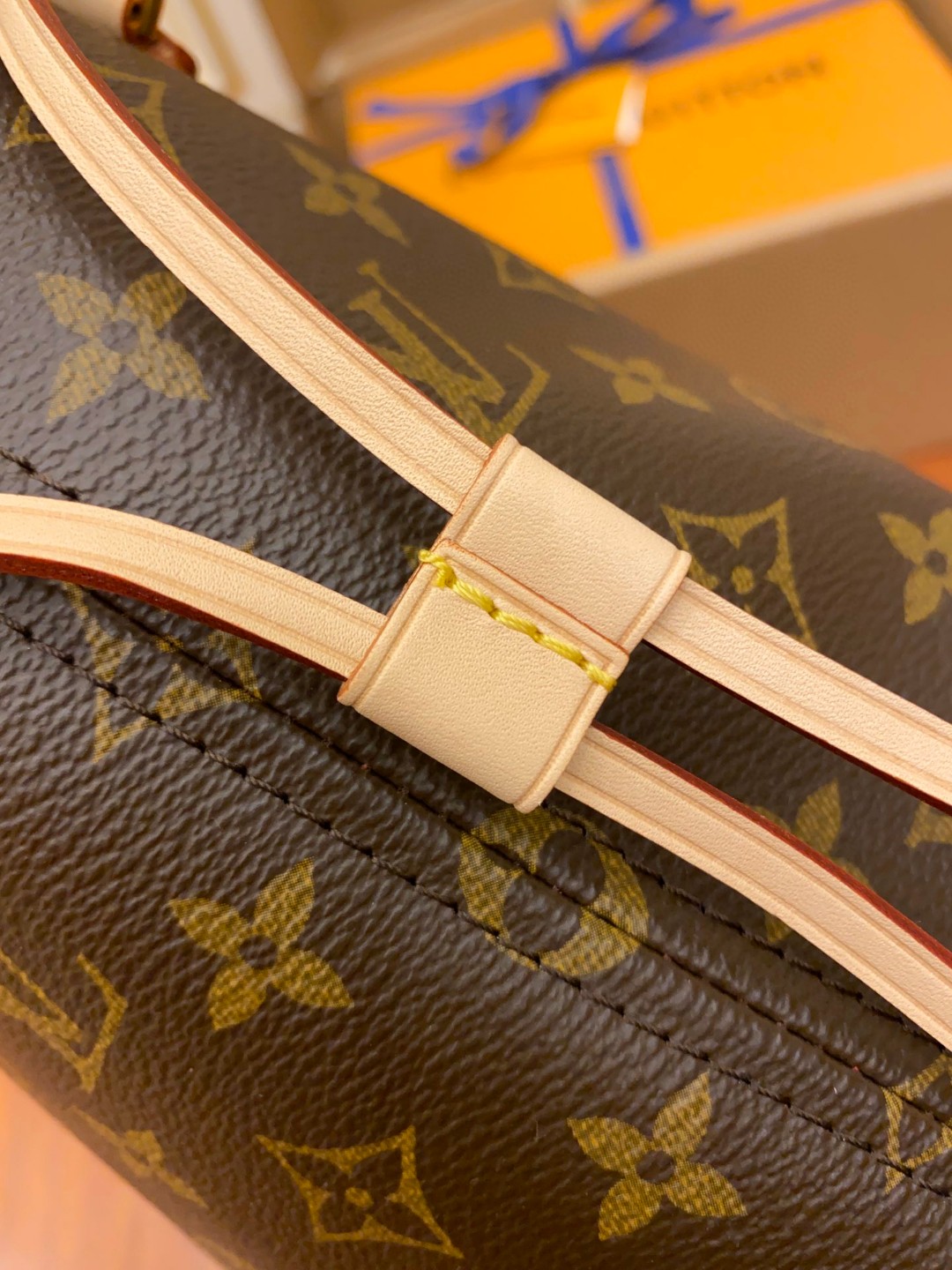 LOUIS VUITTON NEVERFULL MM 老花配色涂层帆布拼牛皮饰边 单肩包 手提包 托特包 女款 中号 棕色 M41177