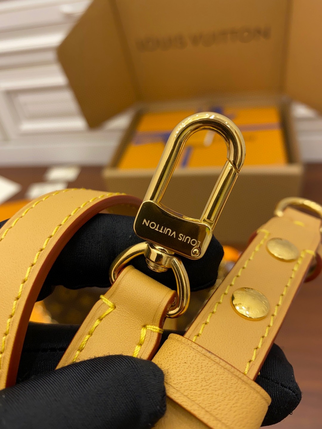 LOUIS VUITTON BOULOGNE 手袋经典老花涂层帆布拼牛皮革饰边 单肩包 斜挎包 腋下包 手提包 女款 棕色 M45832