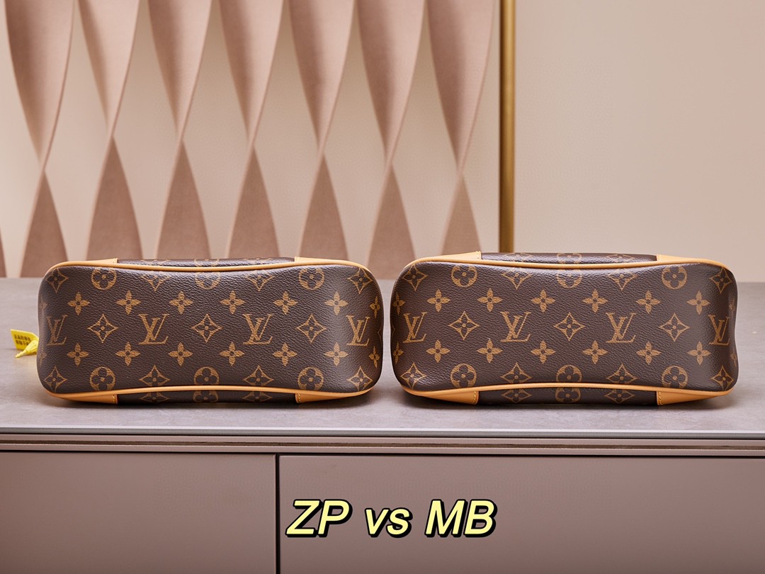 LOUIS VUITTON BOULOGNE 手袋经典老花涂层帆布拼牛皮革饰边 单肩包 斜挎包 腋下包 手提包 女款 棕色 M45832