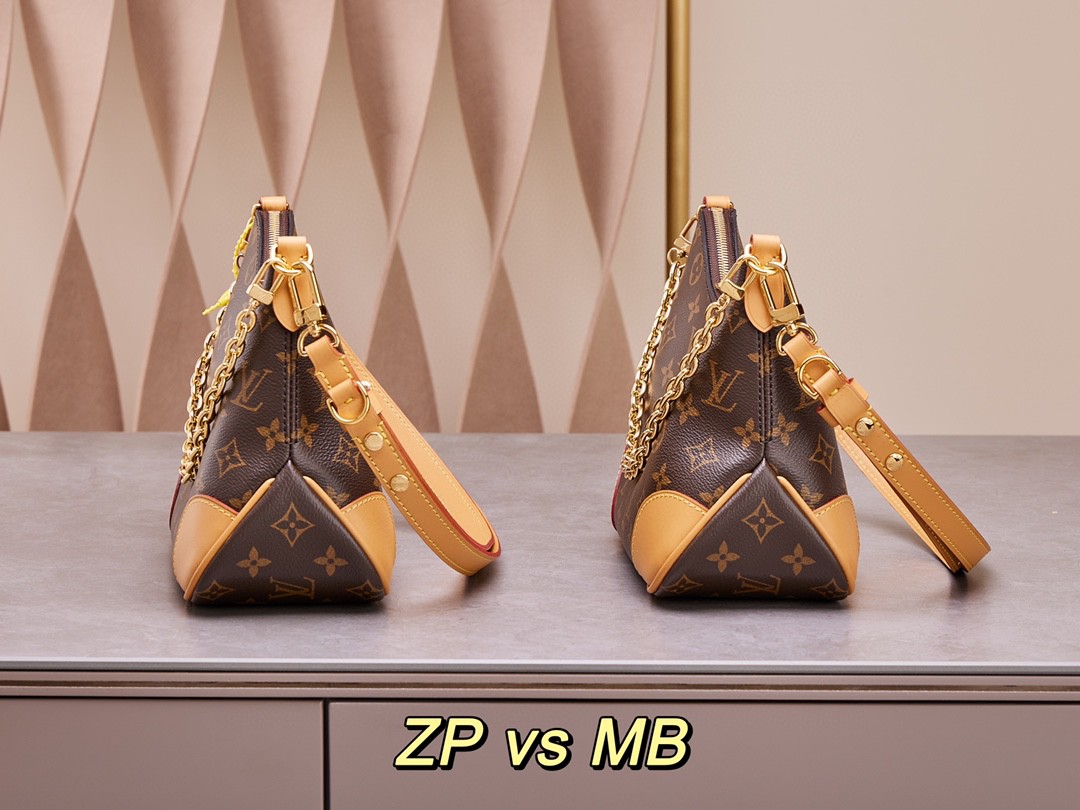 LOUIS VUITTON BOULOGNE 手袋经典老花涂层帆布拼牛皮革饰边 单肩包 斜挎包 腋下包 手提包 女款 棕色 M45832