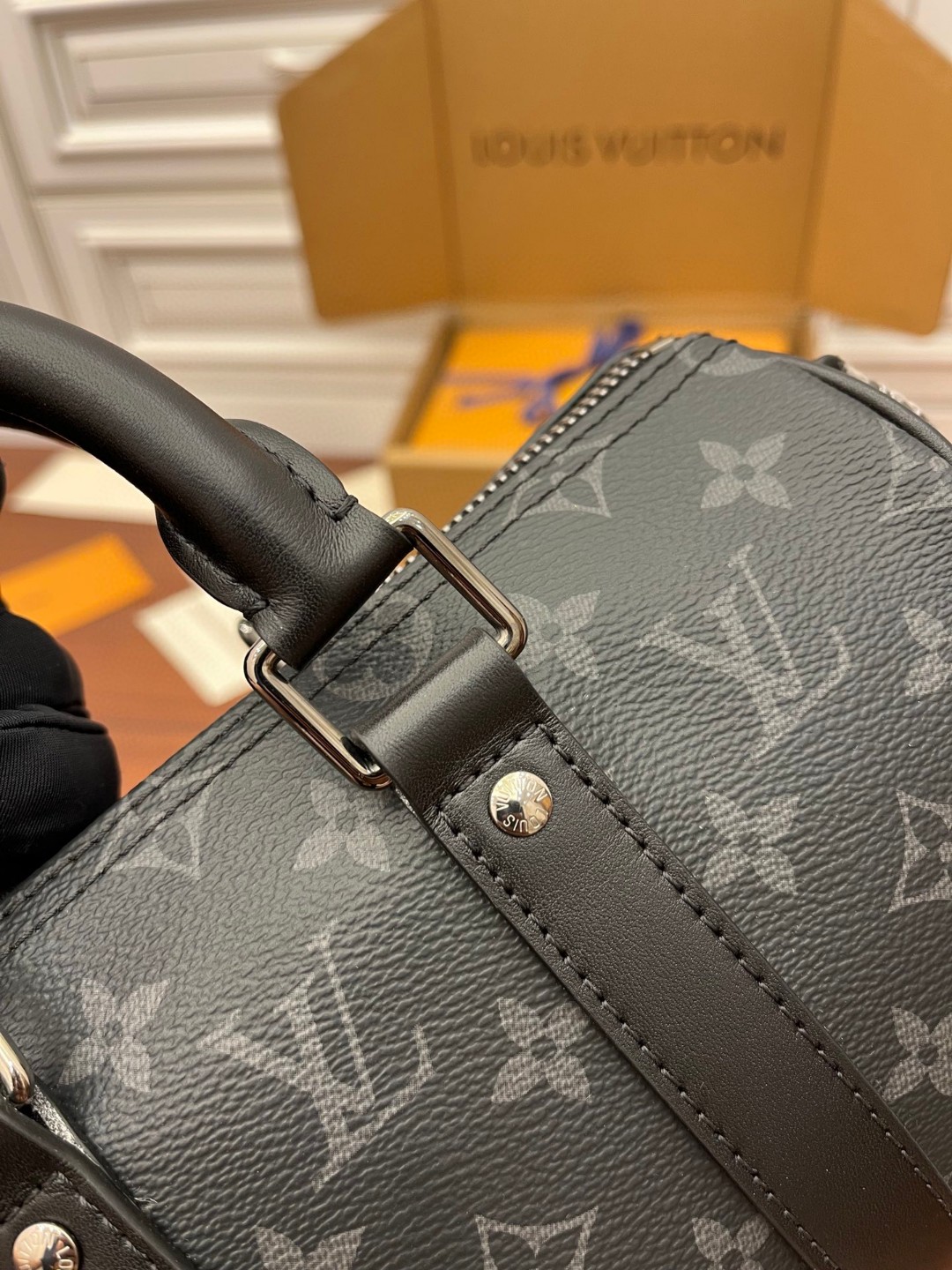 LOUIS VUITTON keepall 25金属件黑色老花可调节肩带 斜挎包 单肩包 手提包 深蓝色 M46271