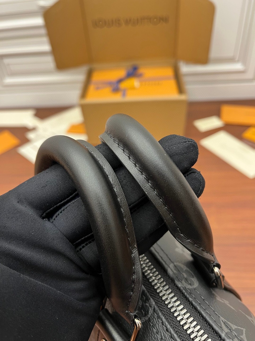 LOUIS VUITTON keepall 25金属件黑色老花可调节肩带 斜挎包 单肩包 手提包 深蓝色 M46271