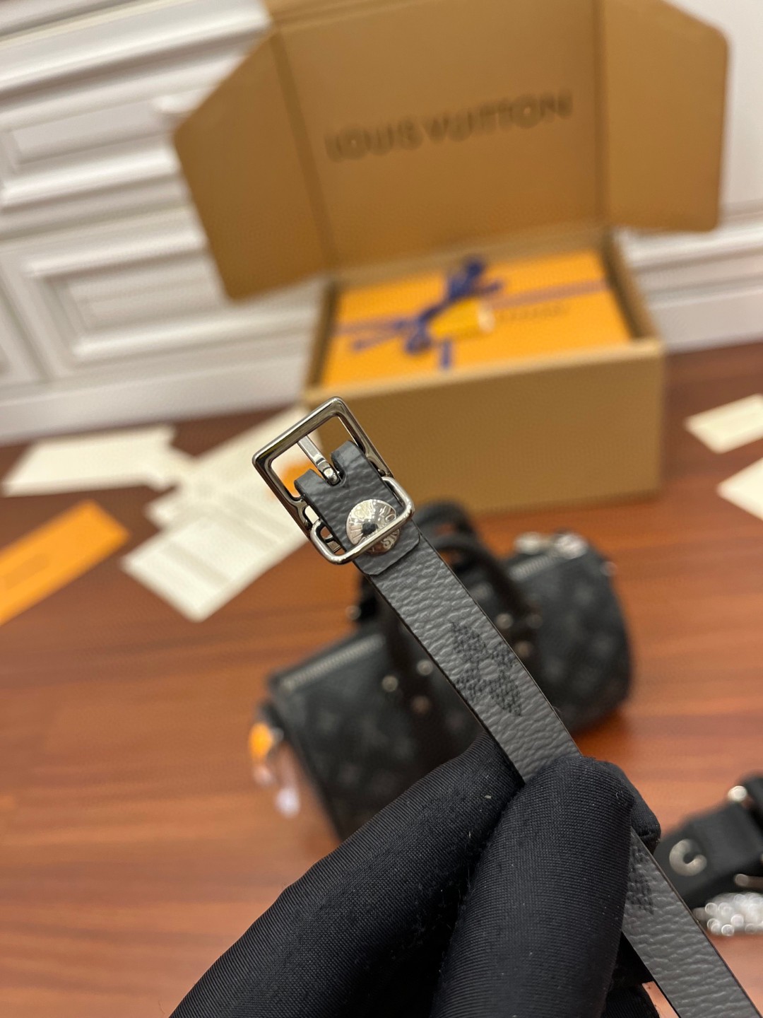 LOUIS VUITTON keepall 25金属件黑色老花可调节肩带 斜挎包 单肩包 手提包 深蓝色 M46271