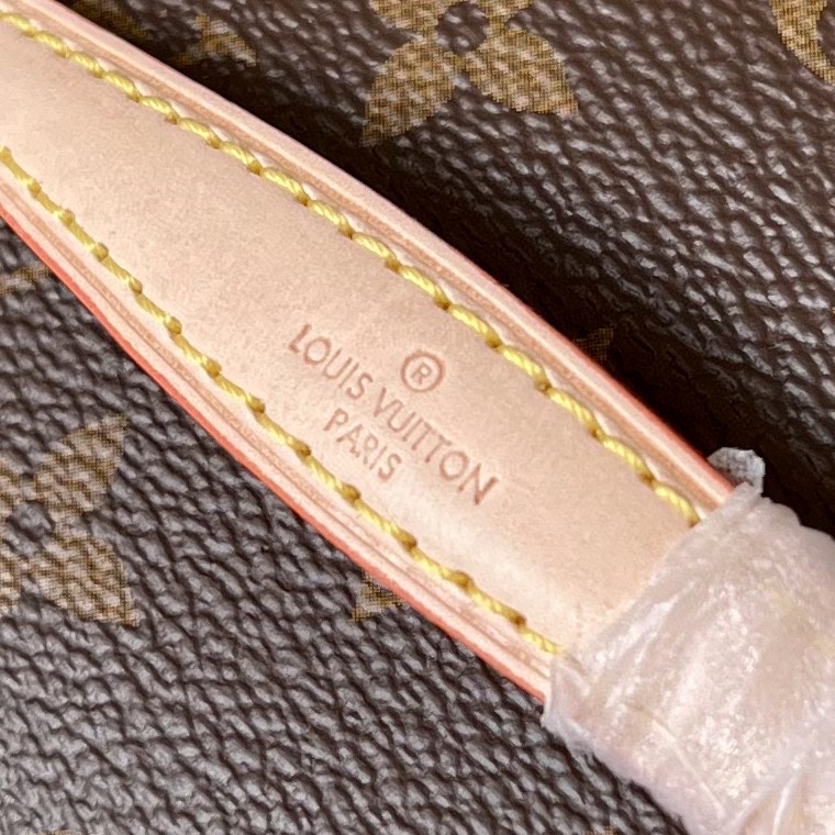 LOUIS VUITTON NICE NANO 经典老花拉链开合涂层帆布拼牛皮革饰边 收纳包 化妆包 手提包 女款 棕色 M44936