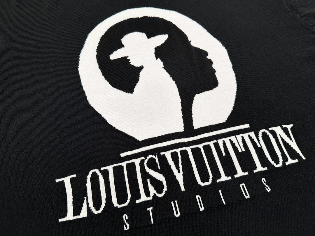 LOUIS VUITTON 路易威登 字母人物嵌花 圆领 短袖 T 恤 上衣 夏款 男女同款 黑灰色 1ABY17