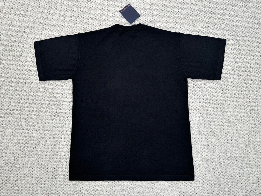 LOUIS VUITTON 路易威登 字母人物嵌花 圆领 短袖 T 恤 上衣 夏款 男女同款 黑灰色 1ABY17