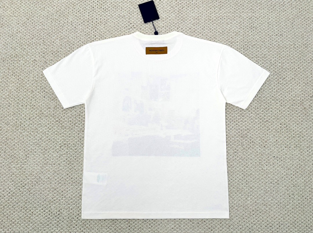 LOUIS VUITTON 路易威登 油画涂鸦图案 圆领 短袖 T 恤 上衣 夏款 男女同款 白色 1ABY3Z