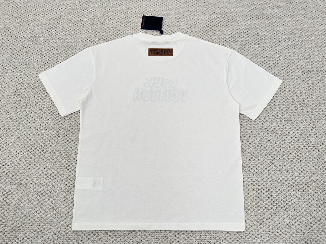 LOUIS VUITTON 路易威登 串珠字母刺绣 圆领 短袖 T 恤 上衣 夏款 男女同款 白色 1ABJMX