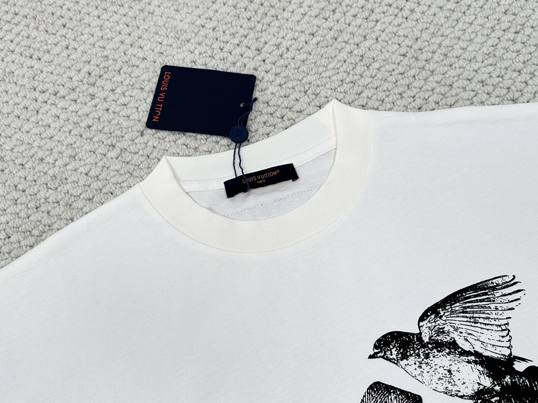 LOUIS VUITTON 路易威登 logo动物印花圆领 短袖 T 恤 上衣 夏款 男女同款 白色 1ABXR6