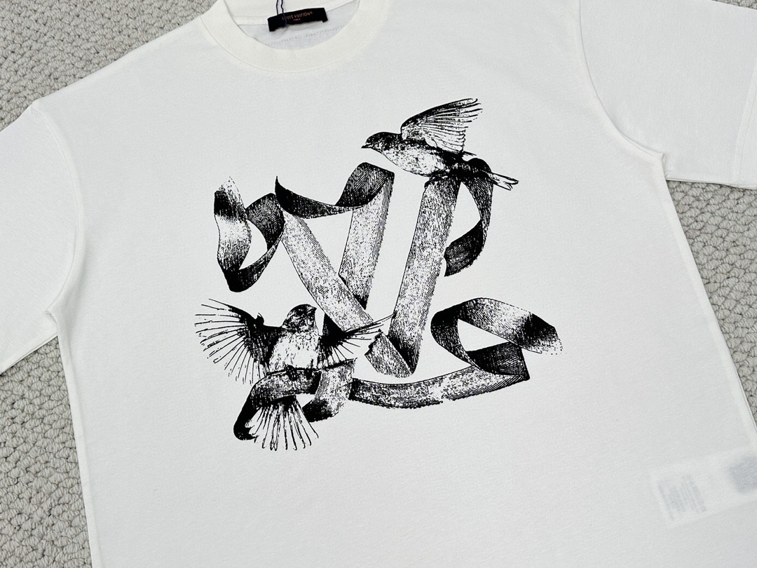 LOUIS VUITTON 路易威登 logo动物印花圆领 短袖 T 恤 上衣 夏款 男女同款 白色 1ABXR6