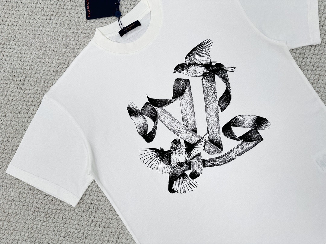 LOUIS VUITTON 路易威登 logo动物印花圆领 短袖 T 恤 上衣 夏款 男女同款 白色 1ABXR6