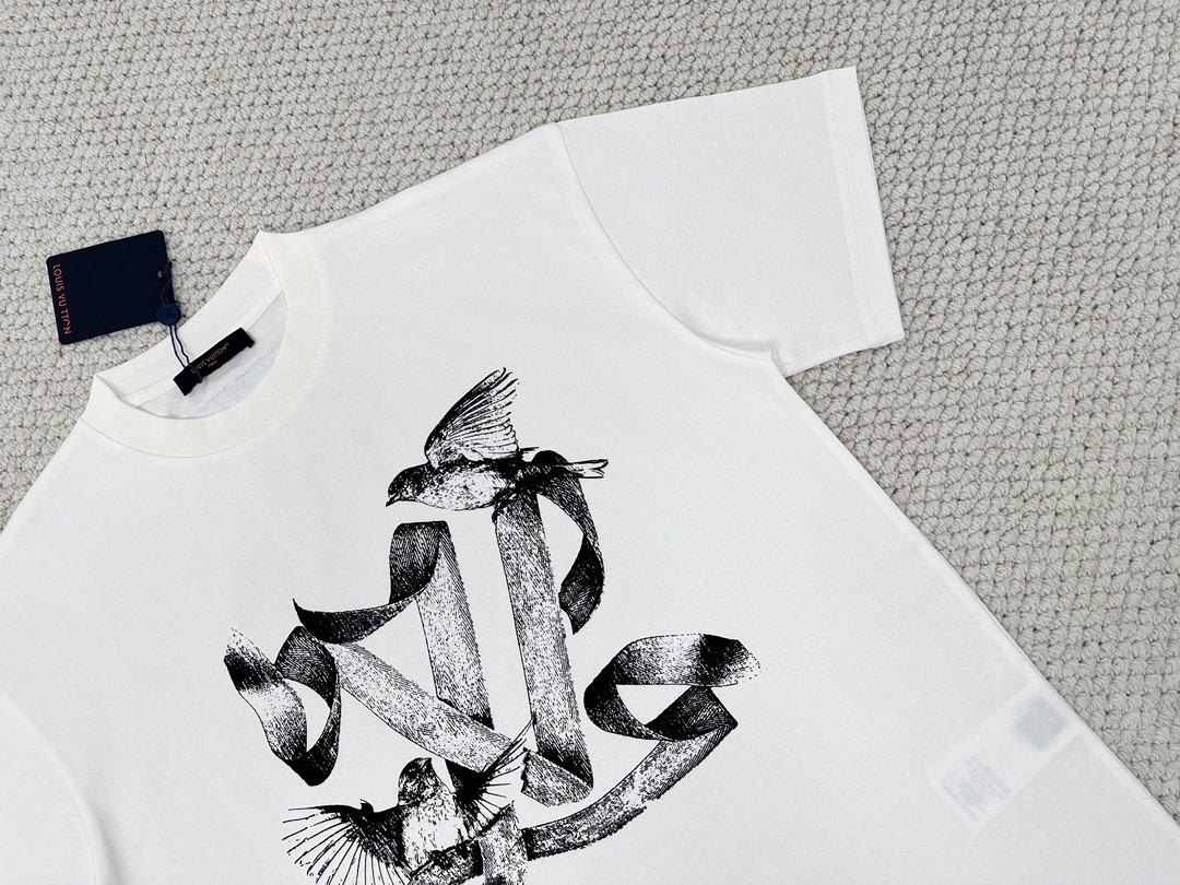 LOUIS VUITTON 路易威登 logo动物印花圆领 短袖 T 恤 上衣 夏款 男女同款 白色 1ABXR6