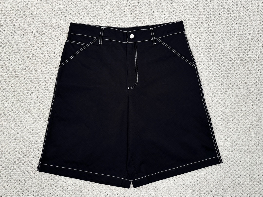PRADA 普拉达 FW23 拼色明线设计徽标 短裤 五分裤 休闲裤 运动裤 裤子 男女同款 黑色 SPH292-108I-F0002-S-232