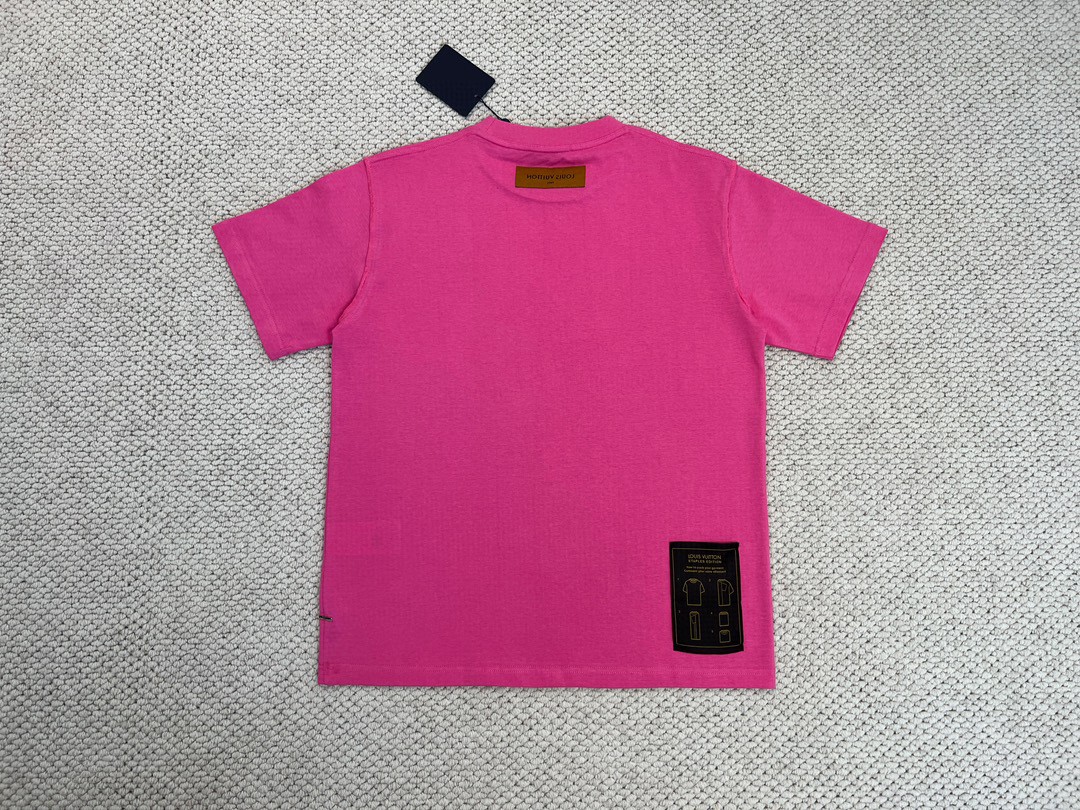 LOUIS VUITTON 路易威登 纯色 圆领 短袖 T 恤 上衣 夏款 男女同款 粉色 1A8R56