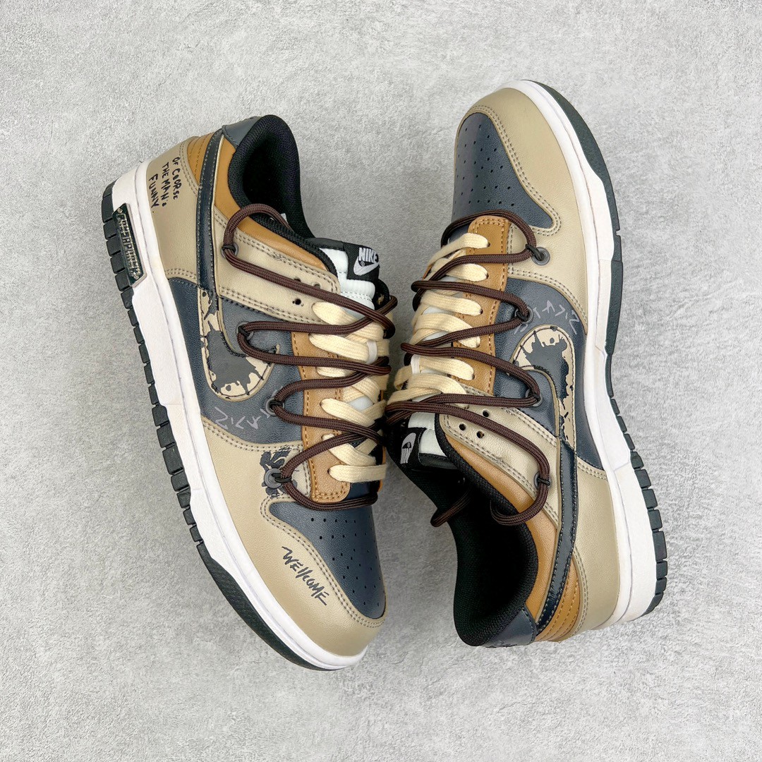 Dunk Low 熊猫恶作剧 滑行轨迹 裂痕板者 反转熊猫 低筒 复古板鞋 休闲鞋 男鞋 女鞋 卡其棕 CW1590-100