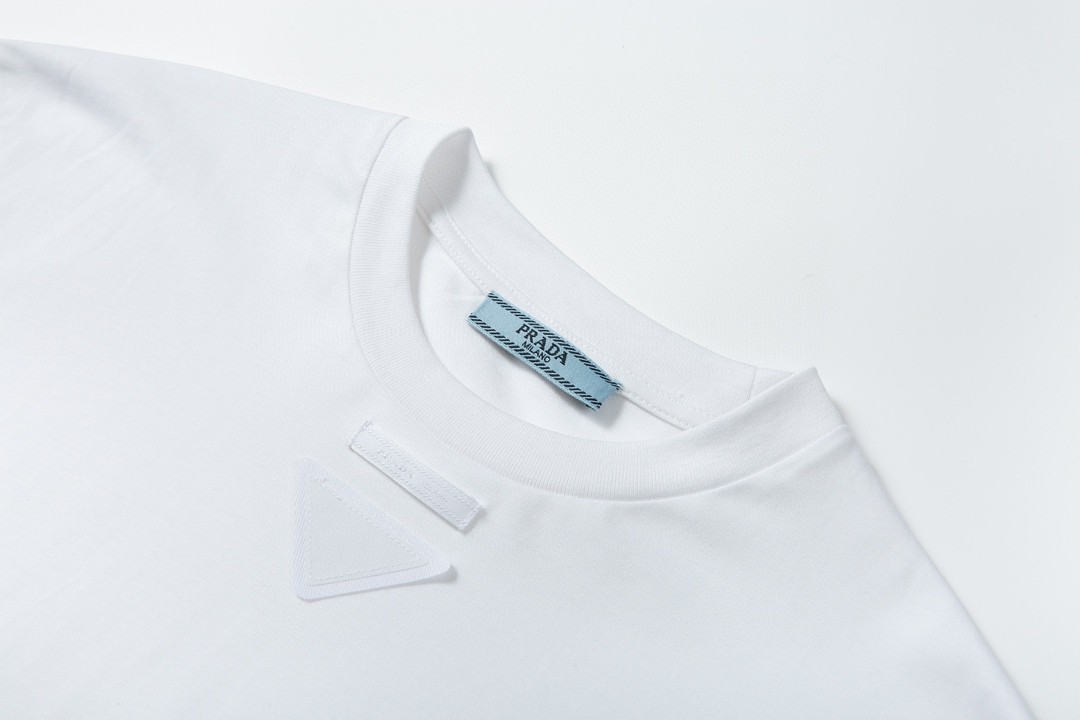 PRADA 普拉达 SS23 纯色徽标套头圆领 短袖 T恤 男女同款 白色 3558A-11CD-F0009-S-211