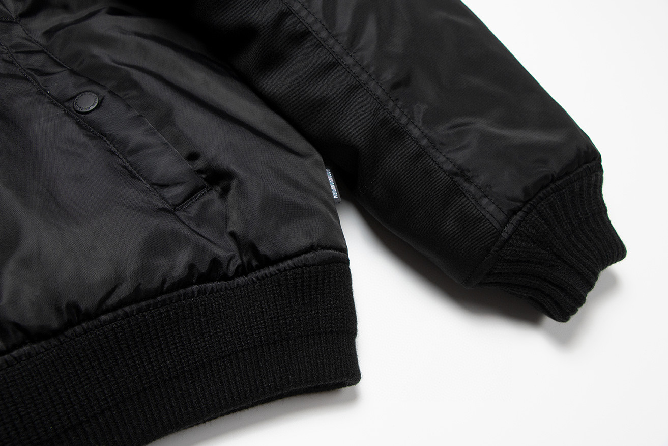 NEIGHBORHOOD 山本耀司 字母数字印花拉链夹克 棒球服 棉服 外套 男款 黑色 222SPYYN-JKM01S