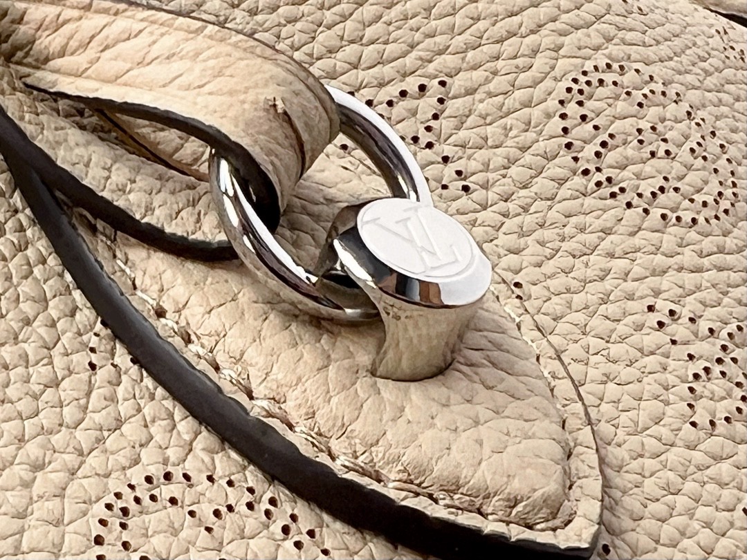 LOUIS VUITTON 路易威登 Blossom MM 品牌镂空Logo老花满印粒面小牛皮 托特包 斜挎包 单肩包 手提包 米白色