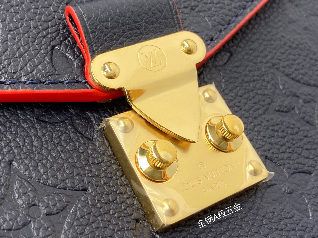 LOUIS VUITTON 路易威登 Pochette Metis 时尚老花压印牛皮 邮差包 斜挎包 单肩包 手提包 深蓝拼红色 M44071