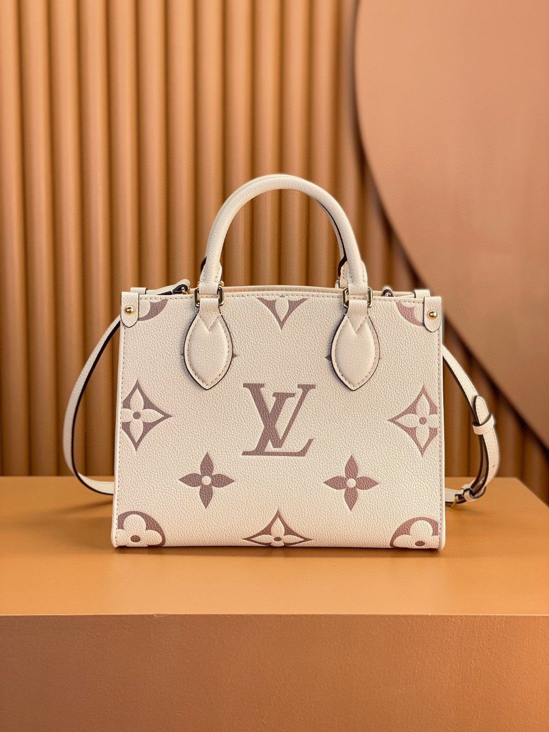 LOUIS VUITTON 路易威登 经典老花满印压花粒面牛皮 托特包 斜挎包 单肩包 手提包 白色 M45654