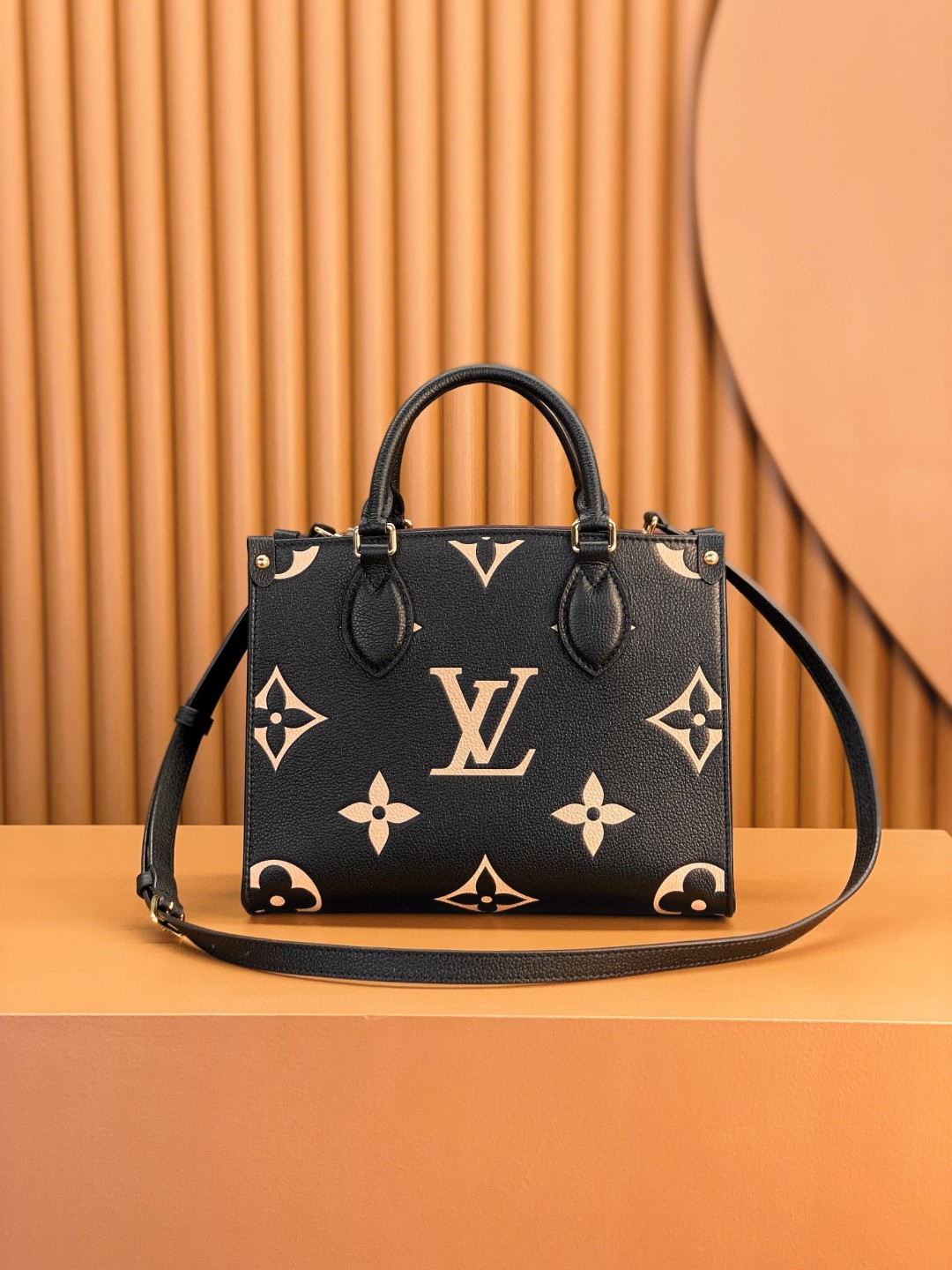 LOUIS VUITTON 路易威登 经典老花满印压花粒面牛皮 托特包 斜挎包 单肩包 手提包 黑色 M45659