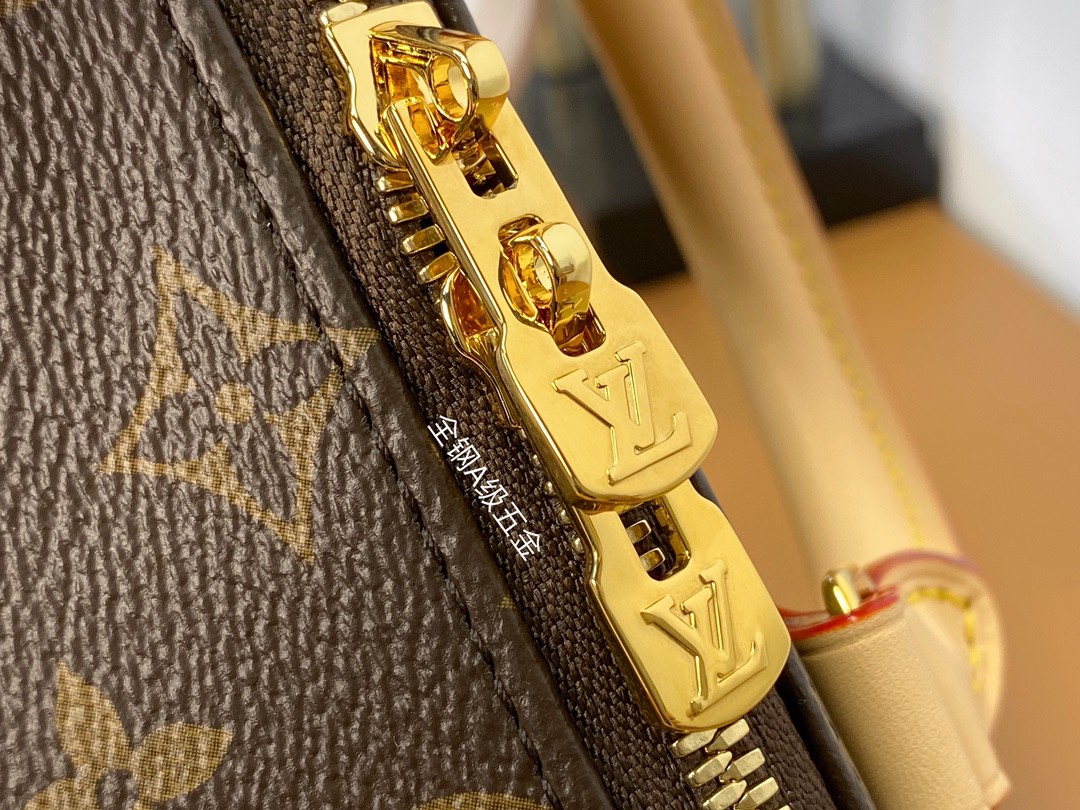 LOUIS VUITTON 路易威登 SpeedyBandoulière 20 经典老花满印刺绣Logo肩带帆布拼皮 斜挎包 单肩包 手提包 棕色 M46222