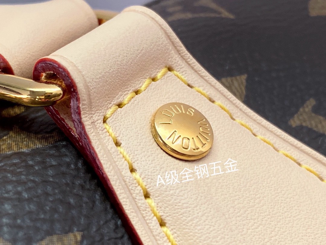 LOUIS VUITTON 路易威登 Speedy 20 经典老花满印刺绣Logo肩带帆布拼皮 斜挎包 单肩包 手提包 黑棕色 M46234