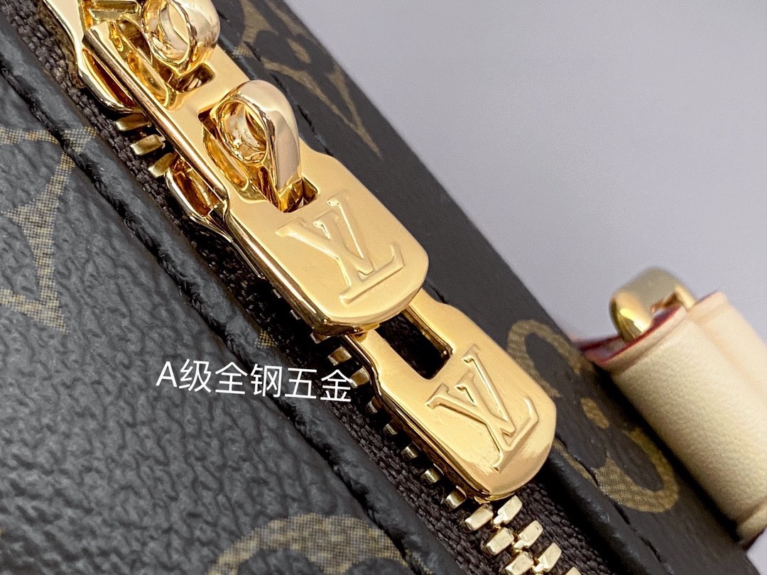 LOUIS VUITTON 路易威登 Speedy 20 经典老花满印刺绣Logo肩带帆布拼皮 斜挎包 单肩包 手提包 黑棕色 M46234