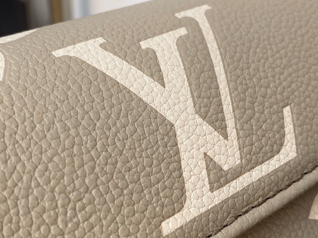 LOUIS VUITTON 路易威登 IVY 金属链条老花满印牛皮革 法棍包 腋下包 斜挎包 单肩包 手提包 米灰色 M82211