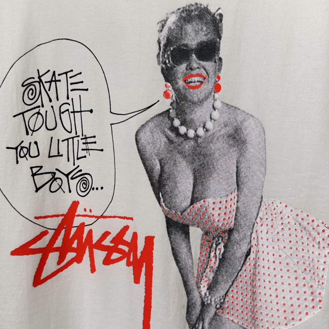 Stussy 梦露漫画人物图案印花 短袖 圆领 套头 T 恤 夏季 男女同款 白色 1904935