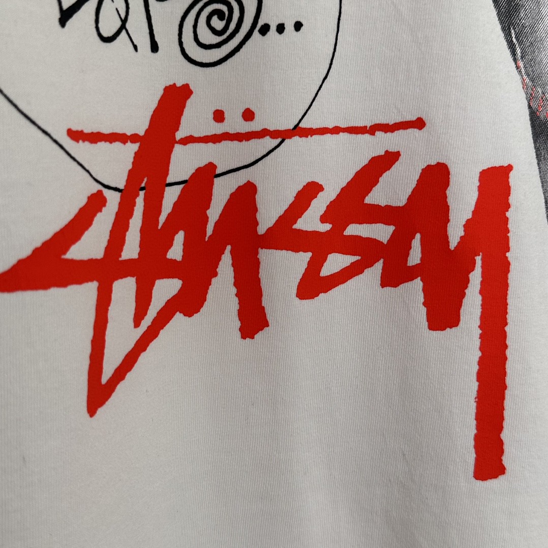 Stussy 梦露漫画人物图案印花 短袖 圆领 套头 T 恤 夏季 男女同款 白色 1904935