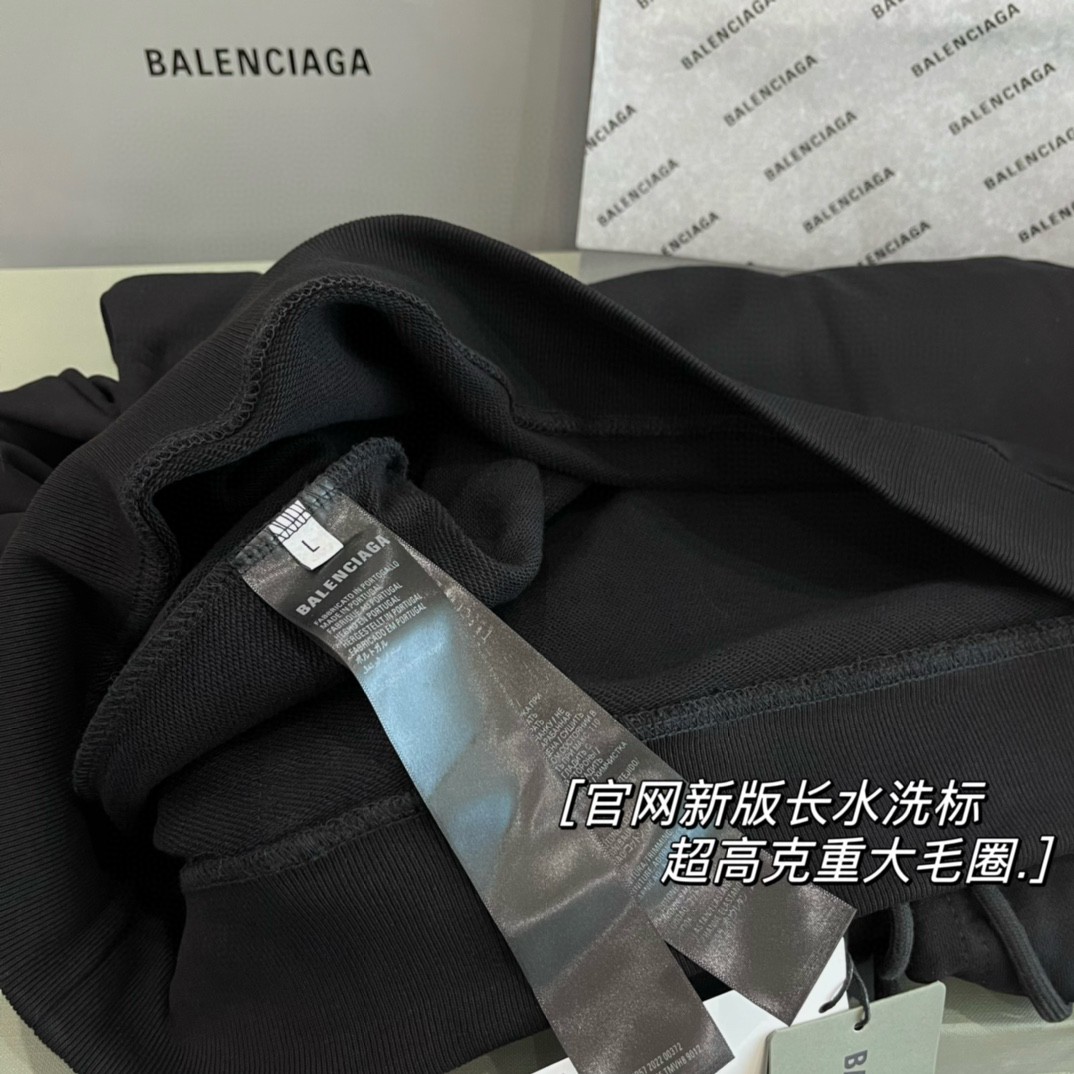 Balenciaga 巴黎世家 Political Campaign 波浪 Logo字母印花 连帽卫衣 套头 卫衣 宽松 男女同款 黑色 600583TIV531070