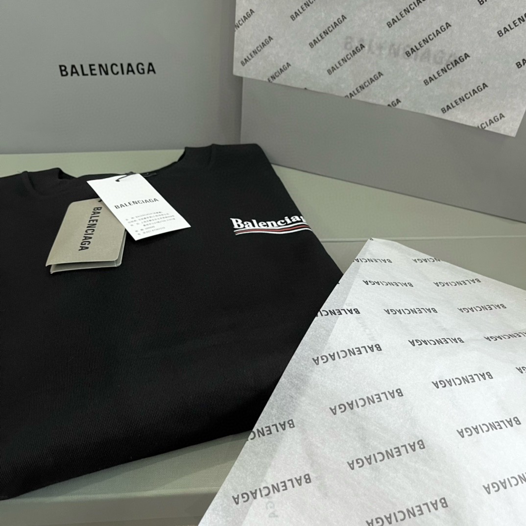 Balenciaga 巴黎世家 波浪 Logo字母印花 套头 卫衣 宽松 男女同款 黑色 697869TKVI91070