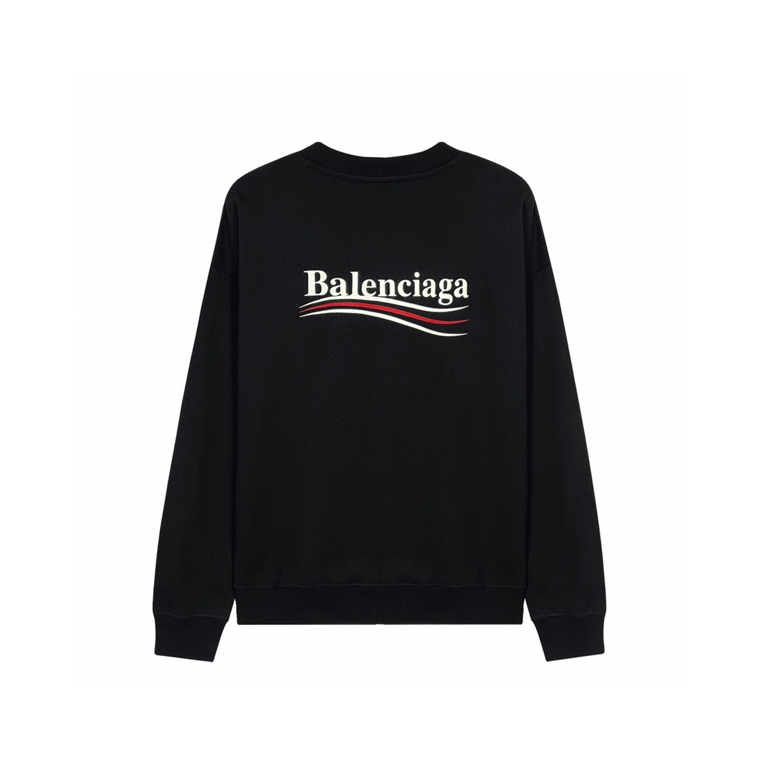 Balenciaga 巴黎世家 波浪 Logo字母印花 套头 卫衣 宽松 男女同款 黑色 697869TKVI91070