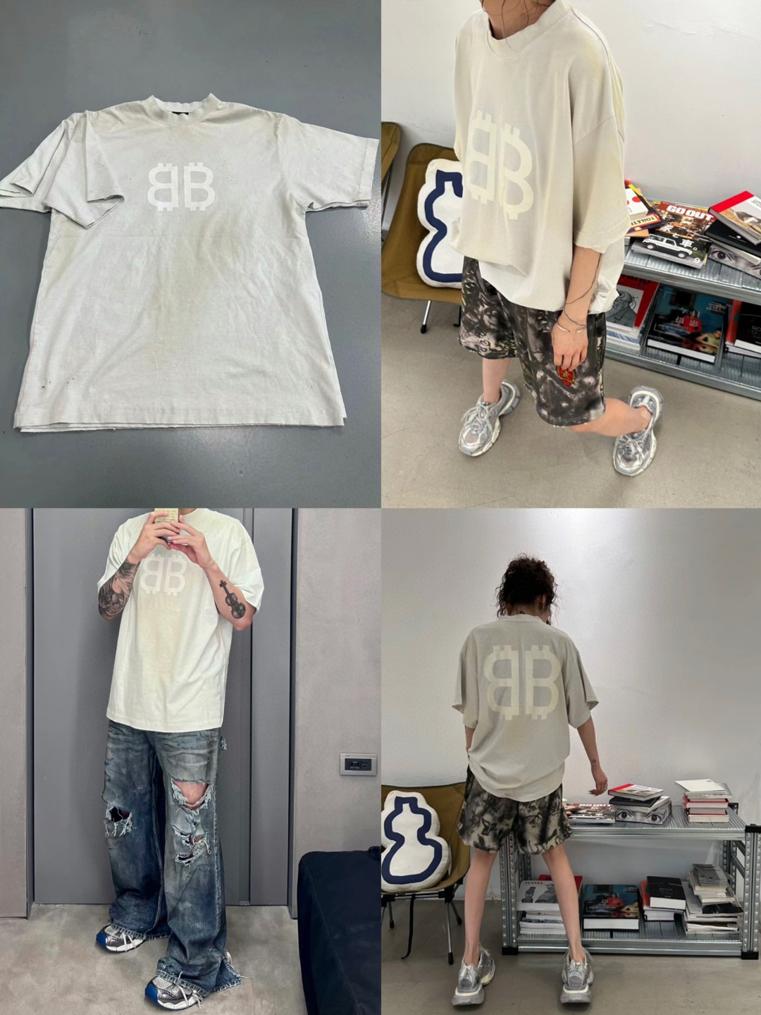 Balenciaga 巴黎世家 纯色字母印花 短袖 T恤 圆领 夏季 男女同款 白色 739784TOVU69012