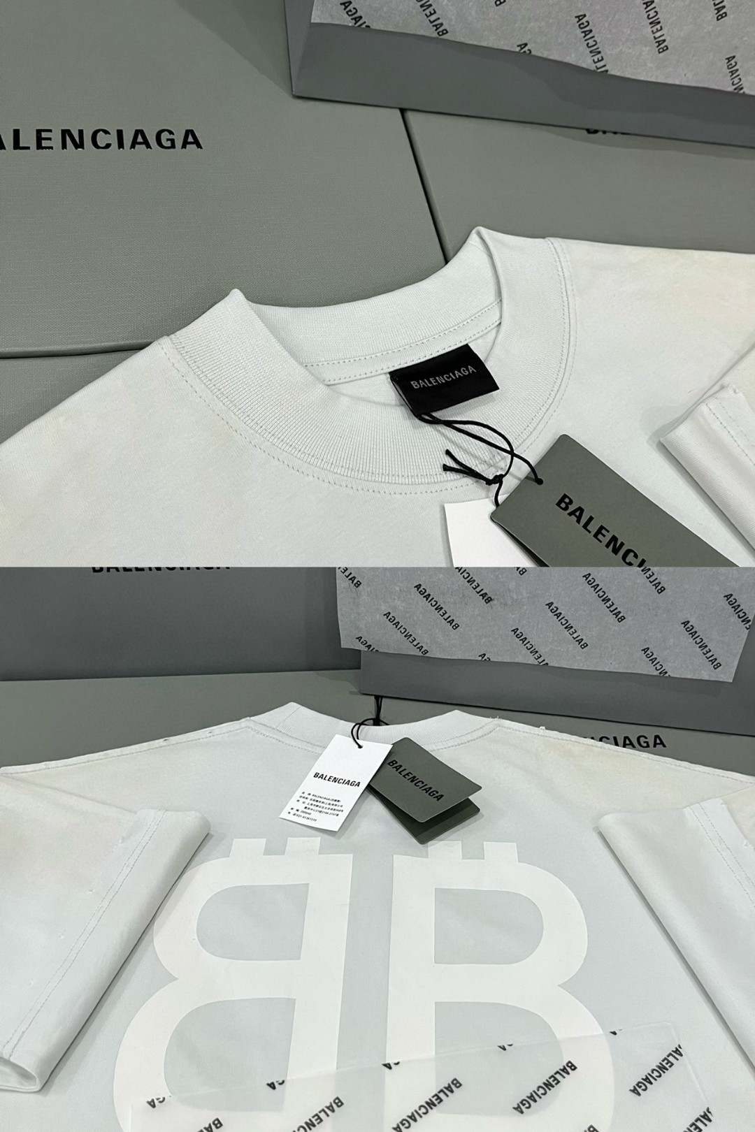 Balenciaga 巴黎世家 纯色字母印花 短袖 T恤 圆领 夏季 男女同款 白色 739784TOVU69012