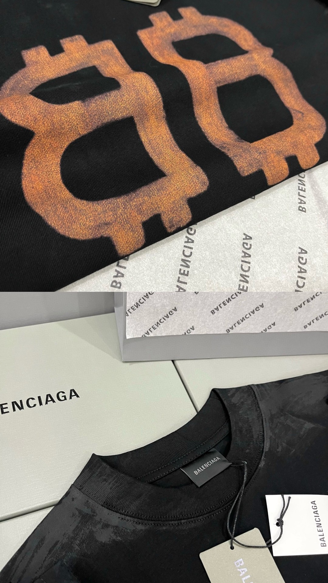 Balenciaga 巴黎世家 纯色字母印花 短袖 T恤 圆领 夏季 男女同款 黑色 739028TOVN81055