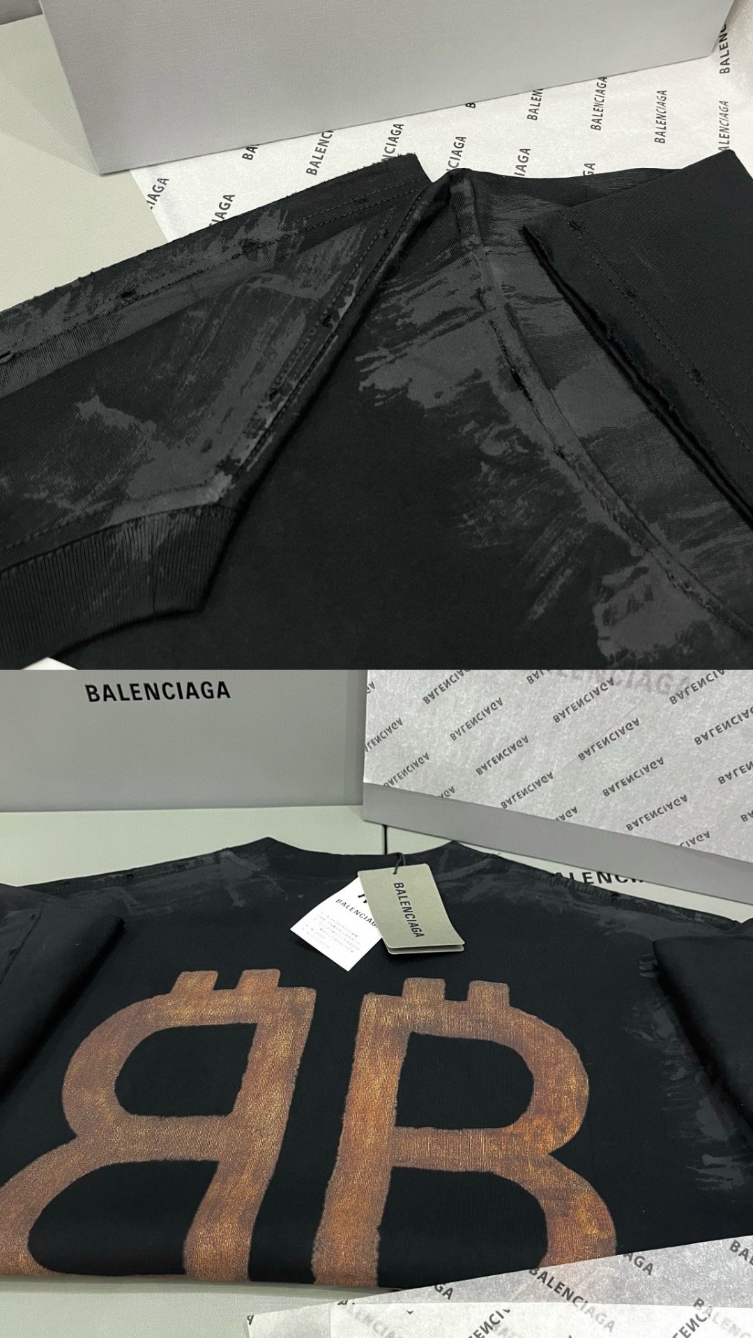 Balenciaga 巴黎世家 纯色字母印花 短袖 T恤 圆领 夏季 男女同款 黑色 739028TOVN81055